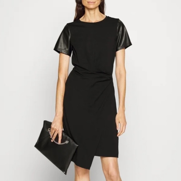 DKNY NWOT Faux Wrap Crew Neck Dress SZ S - Picture 1 of 9
